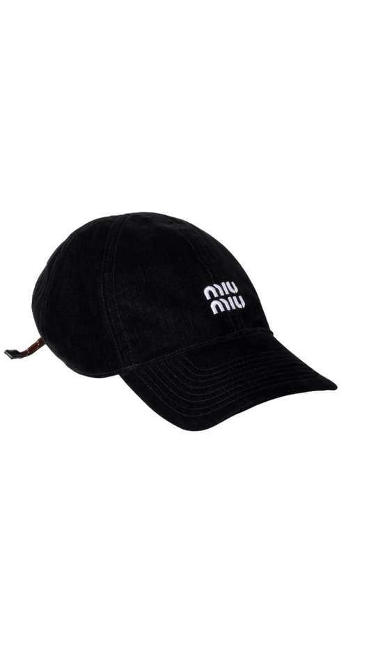 Velvet Baseball Cap in Black/Tobacco