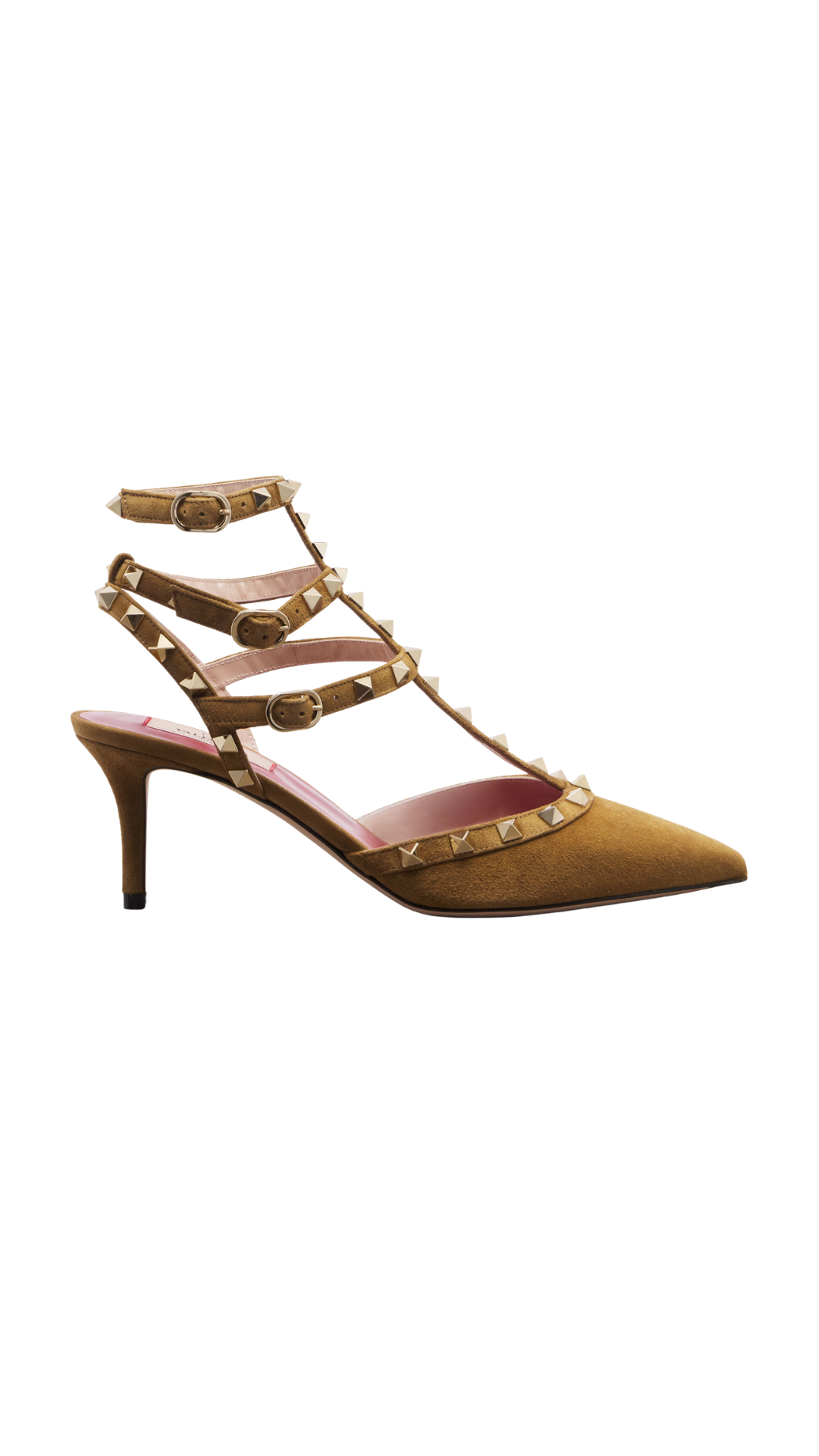 Rockstud Suede Pumps in Havana Beige