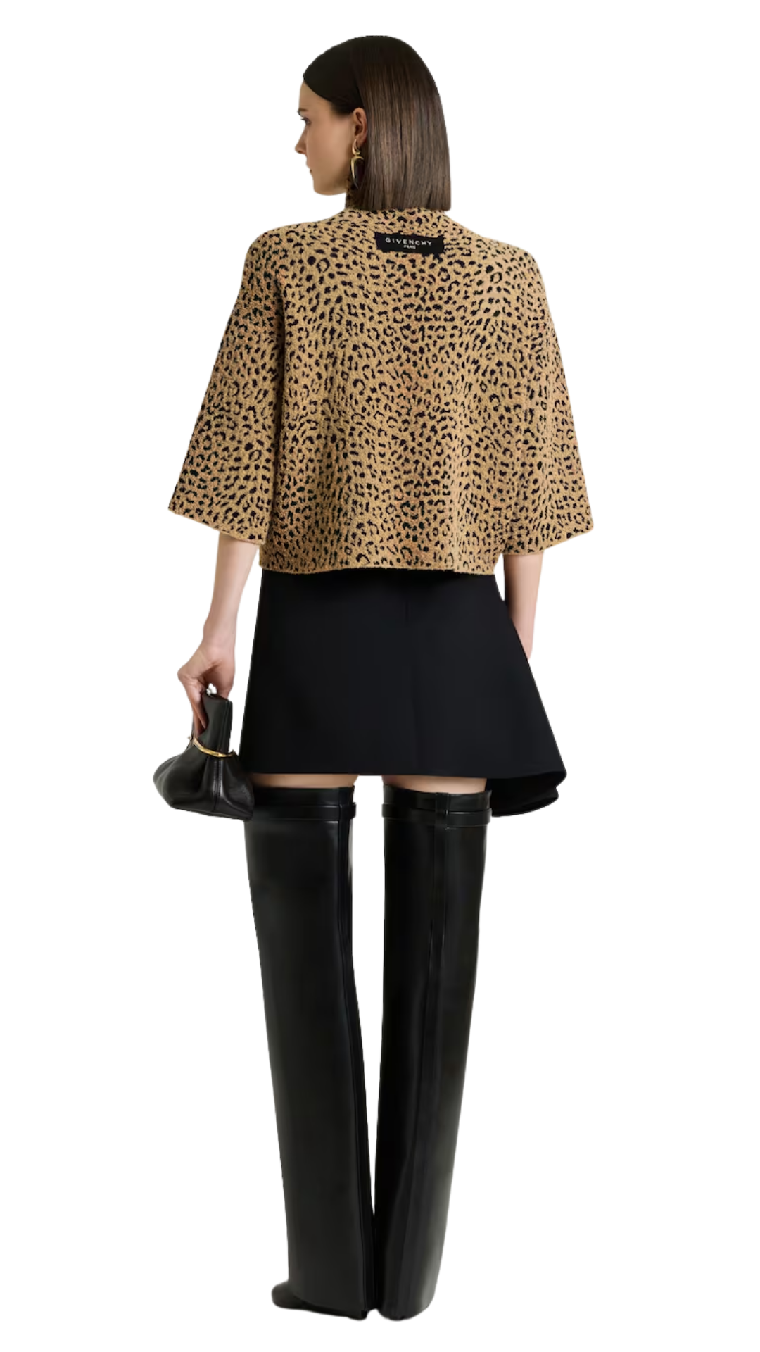 Shark Pinch Over-the-Knee Boots in Black Leather