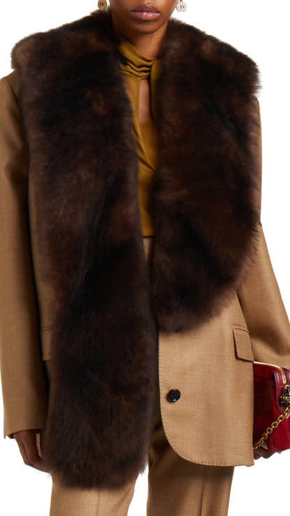 Shearling-trimmed silk and wool jacket