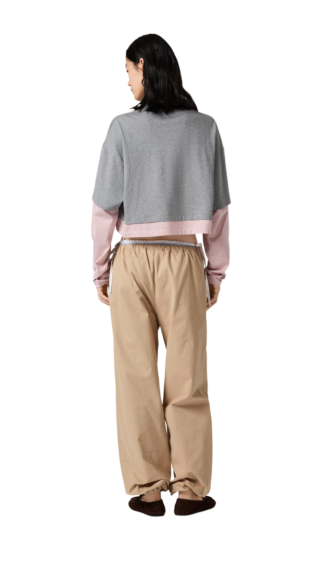 Cotton Jersey T-Shirt in Grey/Begonia Pink