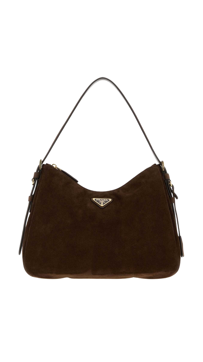 Aimée Suede Shoulder Bag in Cocoa Brown