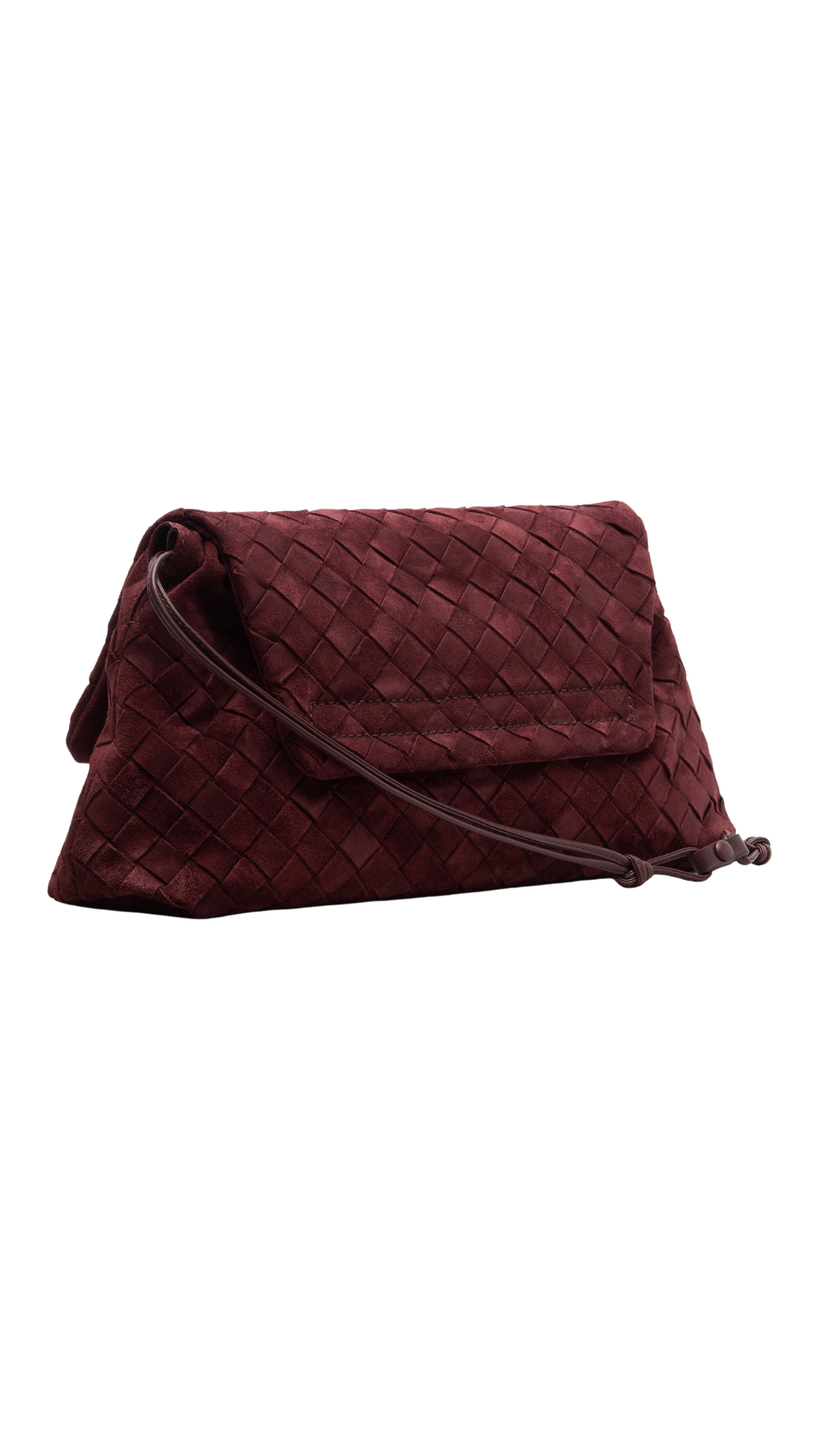 Giorno Intrecciato Suede Shoulder Bag in Burgundy