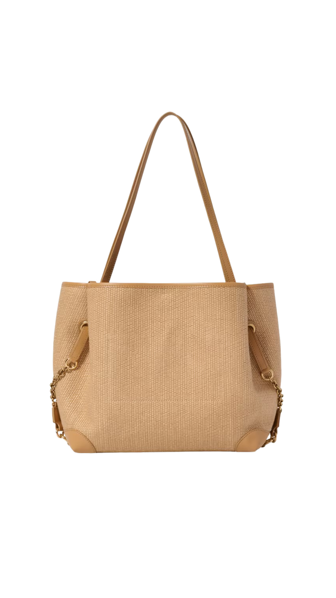 Clover Double Carry Bag in Raffia-Effect Fibers in Bleached Brown