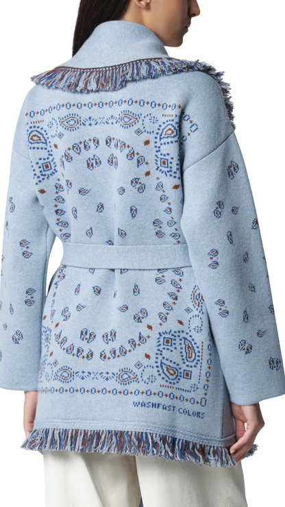 Cardigan Light Blue Bandana Jacquard