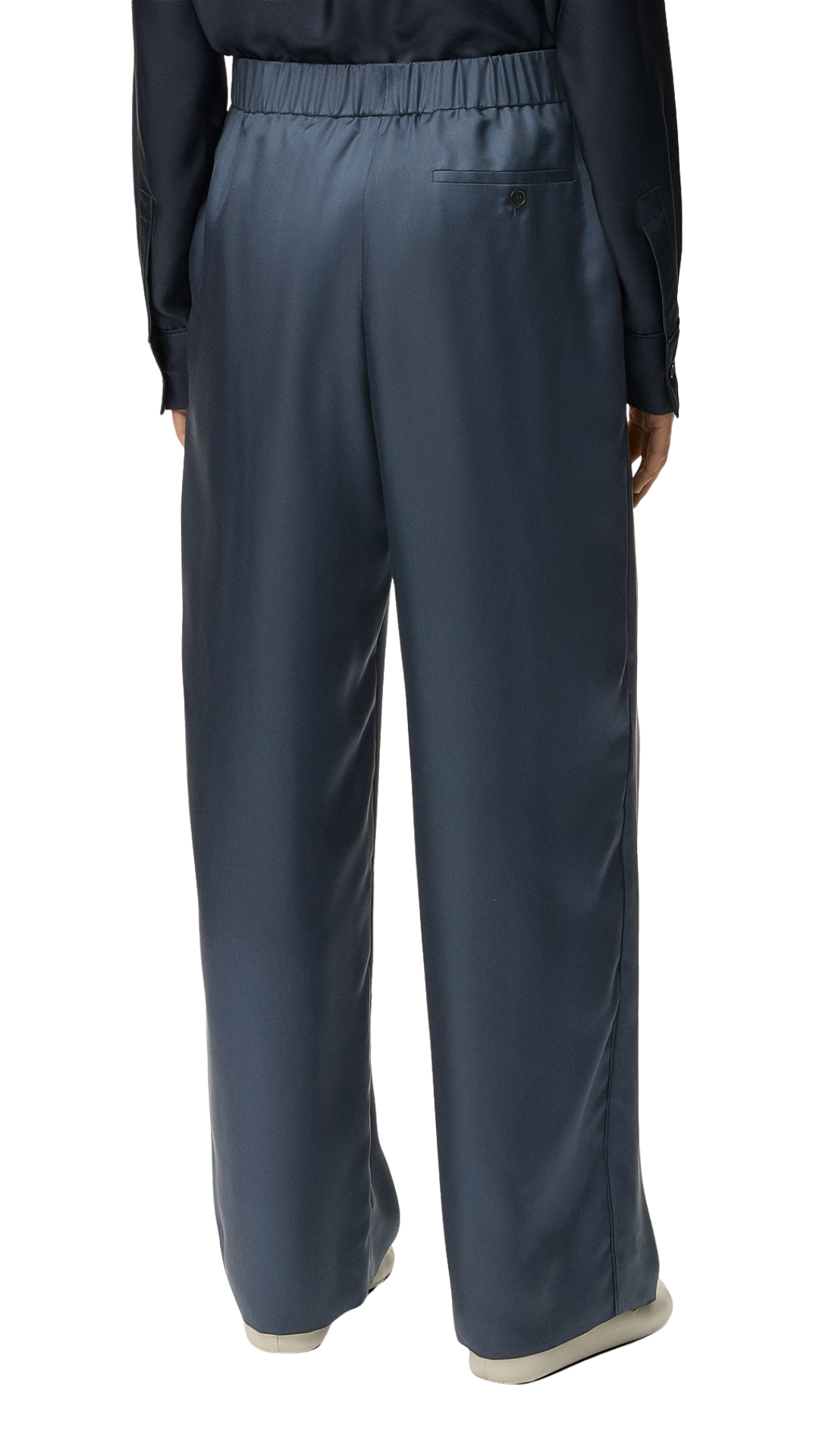 Elasticated Trousers in Dark Grey Silk