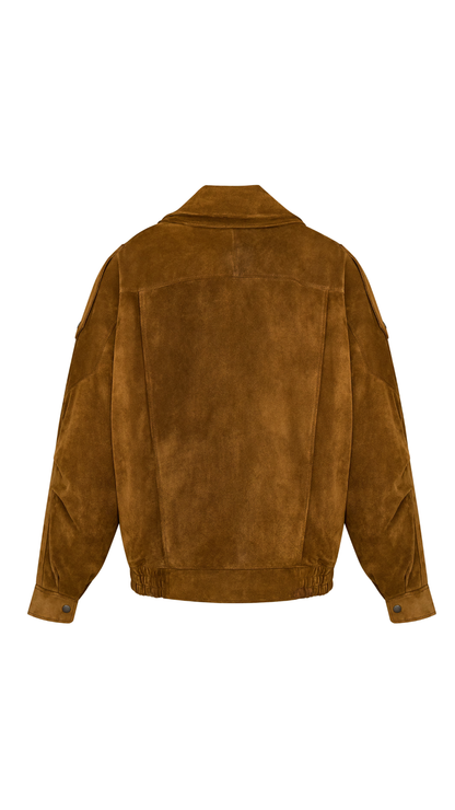 Bomber Jacket in Noix Vintage Split Leather