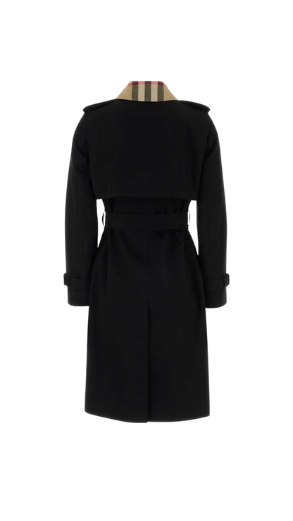 trench Coat in Black Cotton
