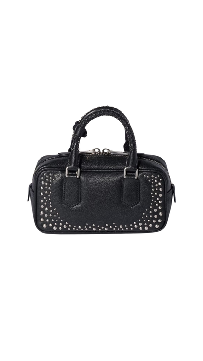 Arcadie Studded Leather Bag in Black