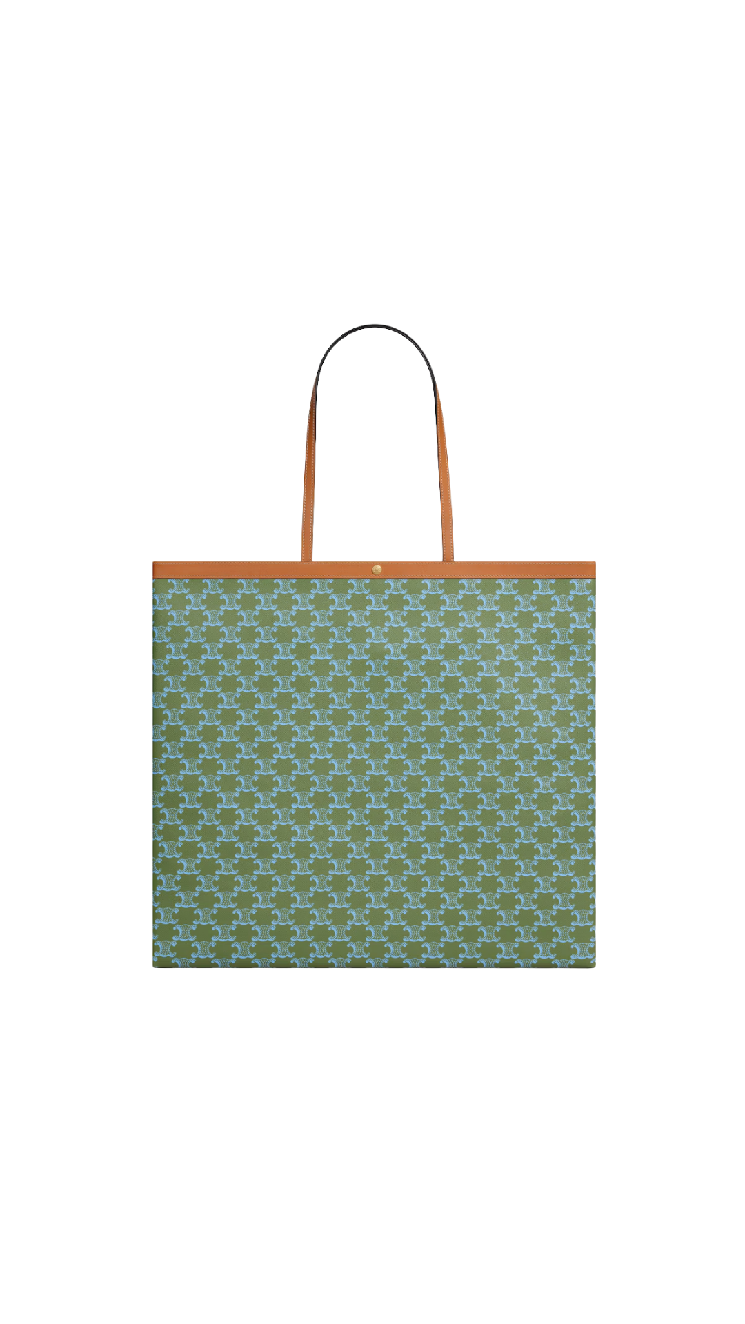 Large Flat Shopper in Light Kaki / Sky Blue Triomphe Canvas