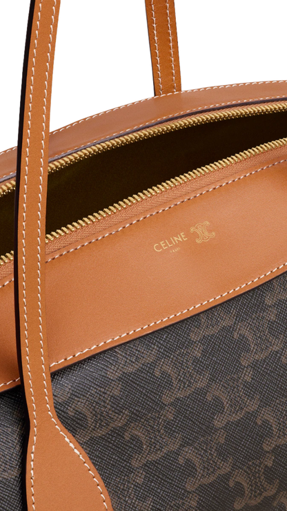 Large Duffle Bag in Triomphe Canvas and Natural Calfskin