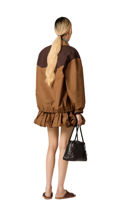 Gingham Check Blouson Jacket in Caramel