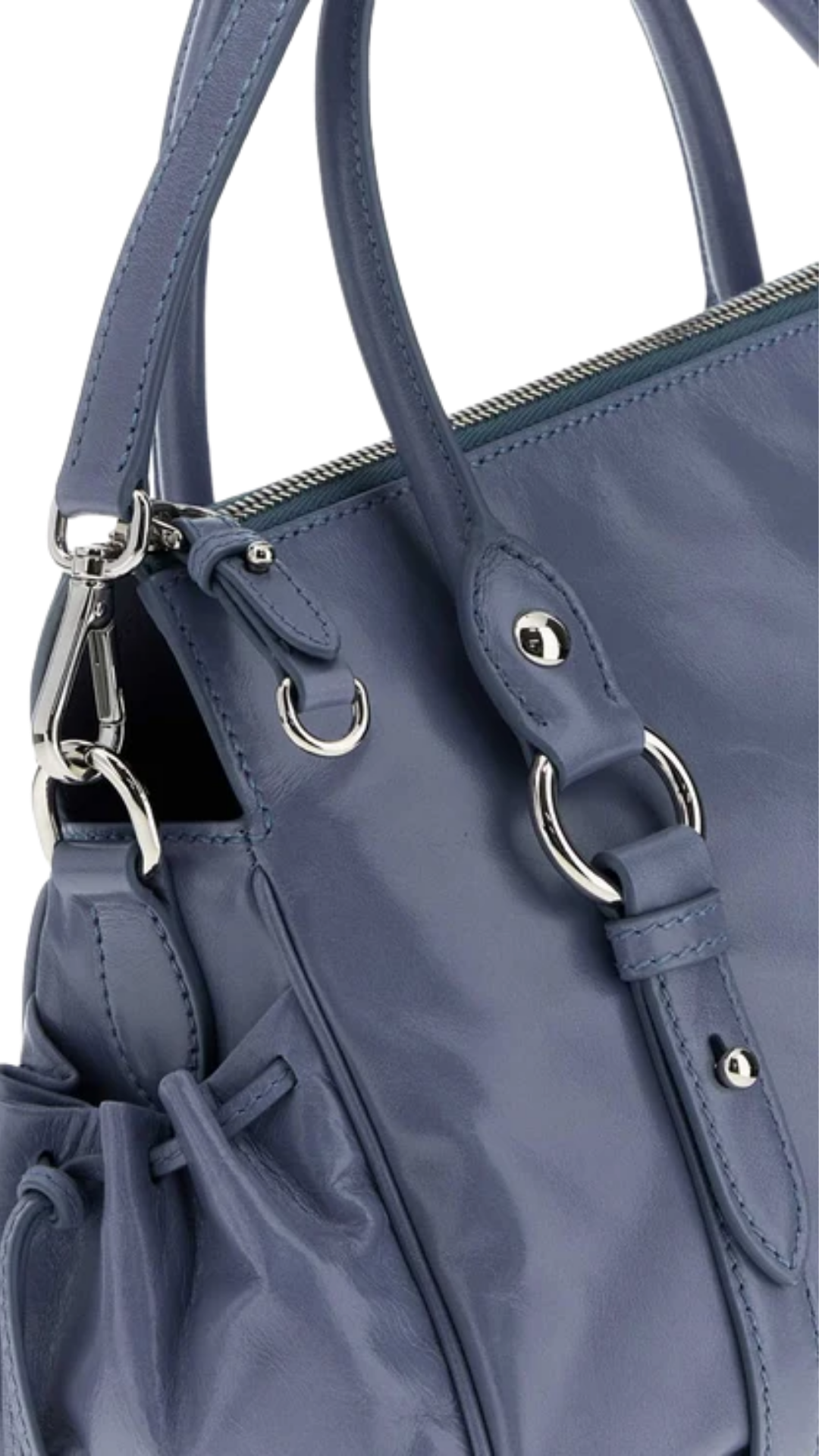 Shiny Leather Handbag in Blue