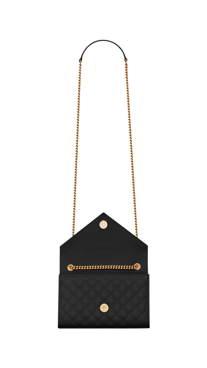 Envelope Small in Quilted Grain de Poudre Embossed Leather in Black
