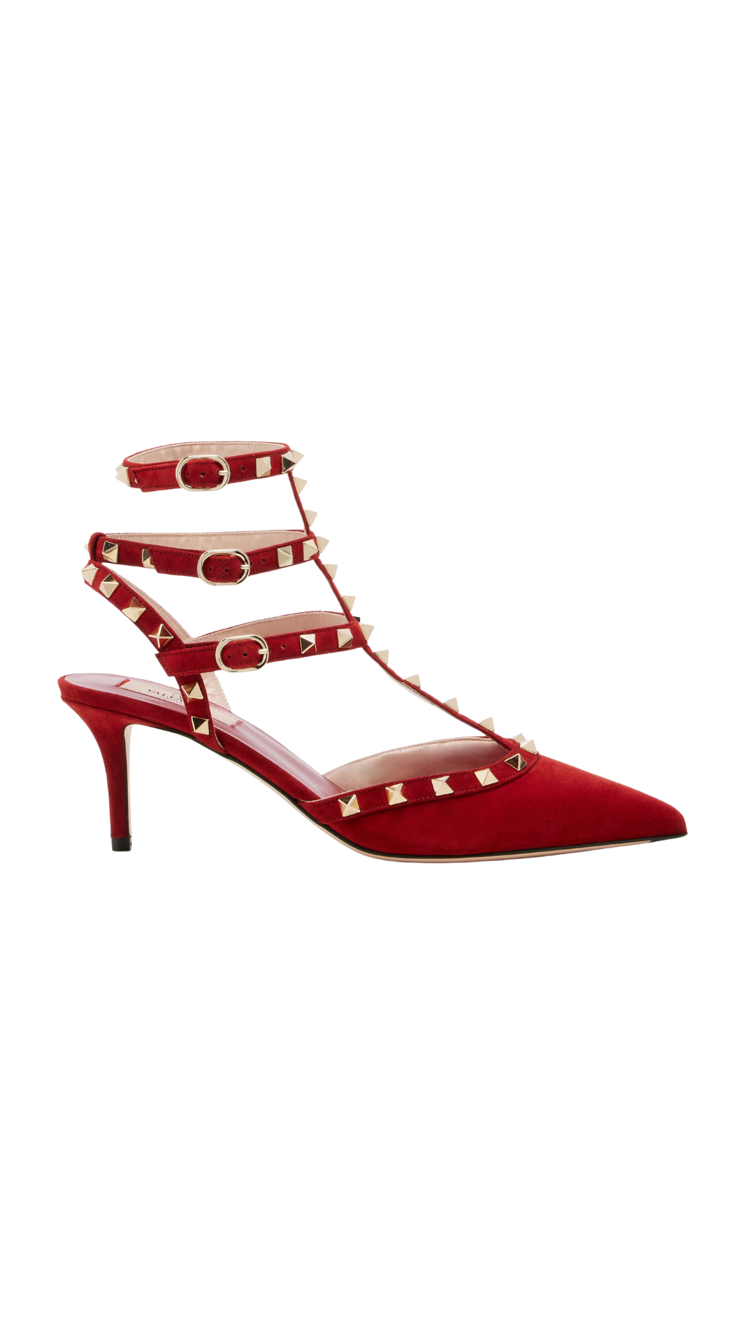 Rockstud Suede Pumps in Red