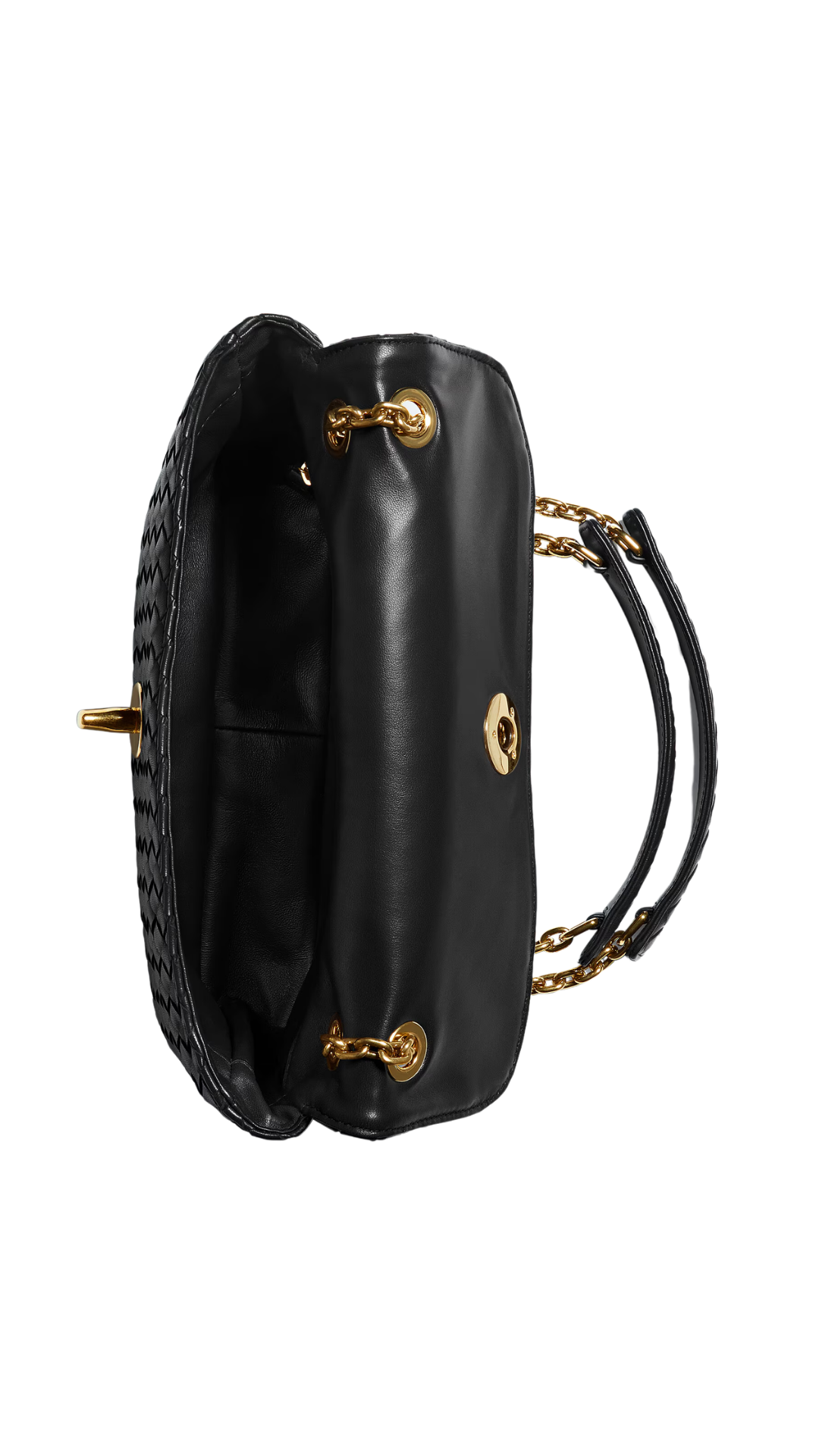 Madison Shoulder Bag in BLack Intrecciato Leather