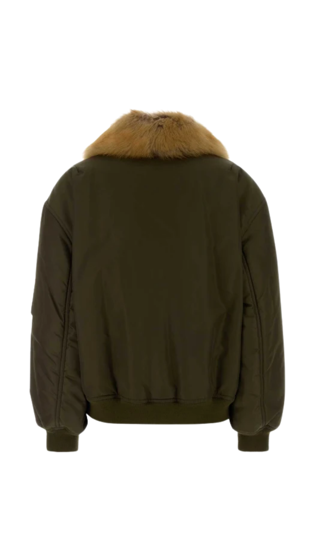 Removable Shearling Neck Bomber Jacket in Green