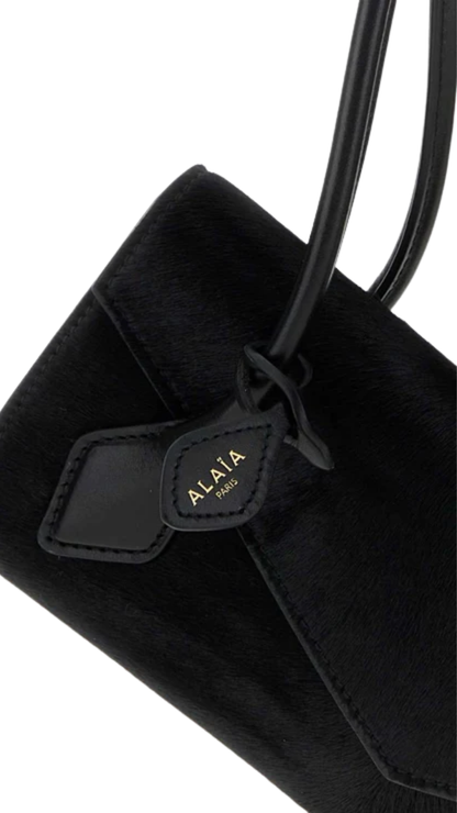 Le Teckel Flap Small Bag in Black Haircalf