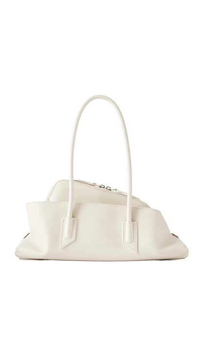 La Passegiata Small Asymmetric Leather Shoulder Bag in White