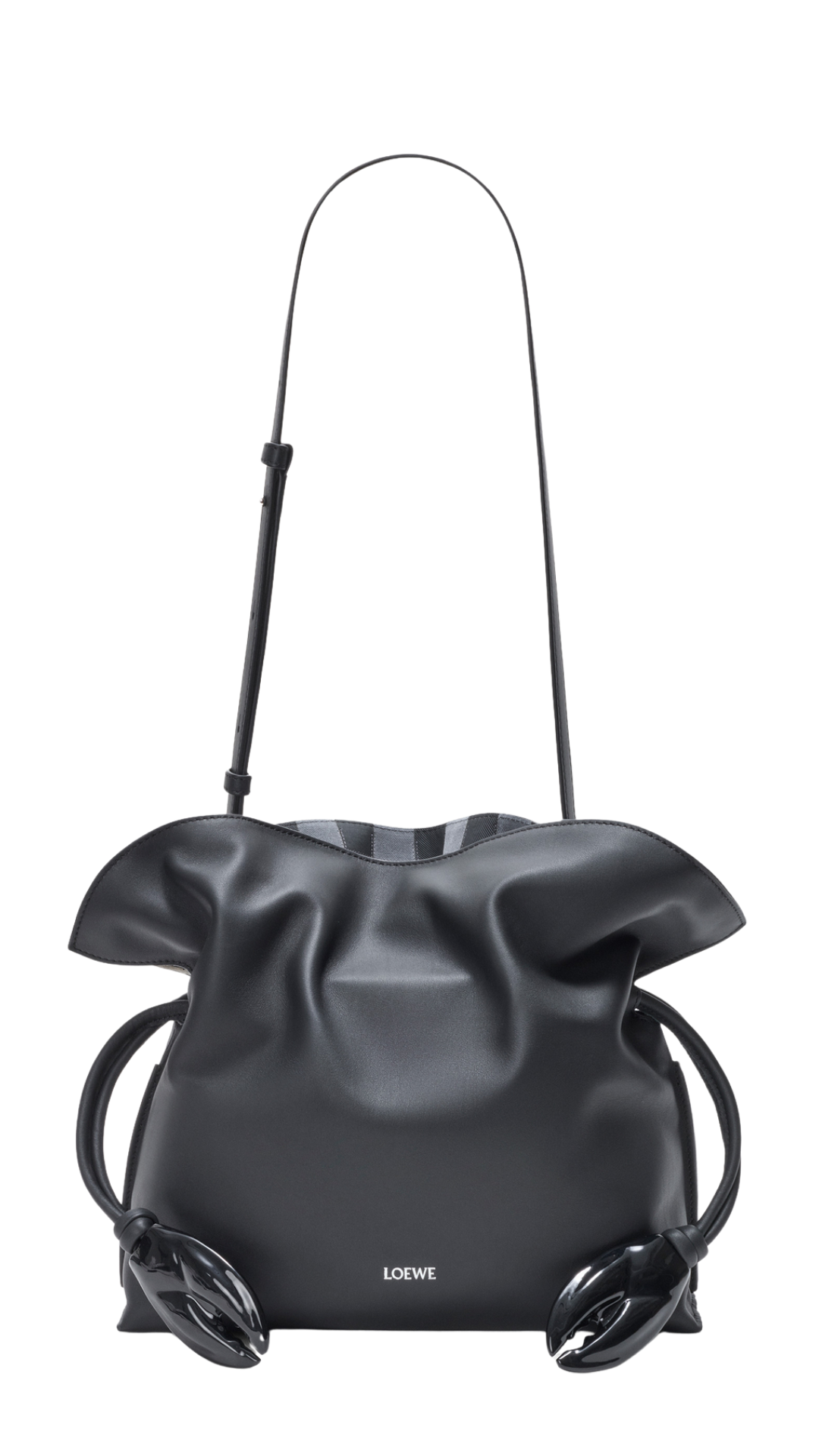 Medium Flamenco clutch in Black Nappa Calfskin and Check Intarsio