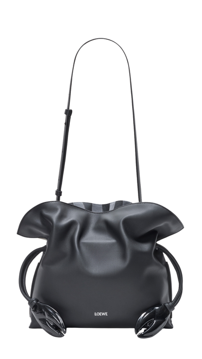 Medium Flamenco clutch in Black Nappa Calfskin and Check Intarsio