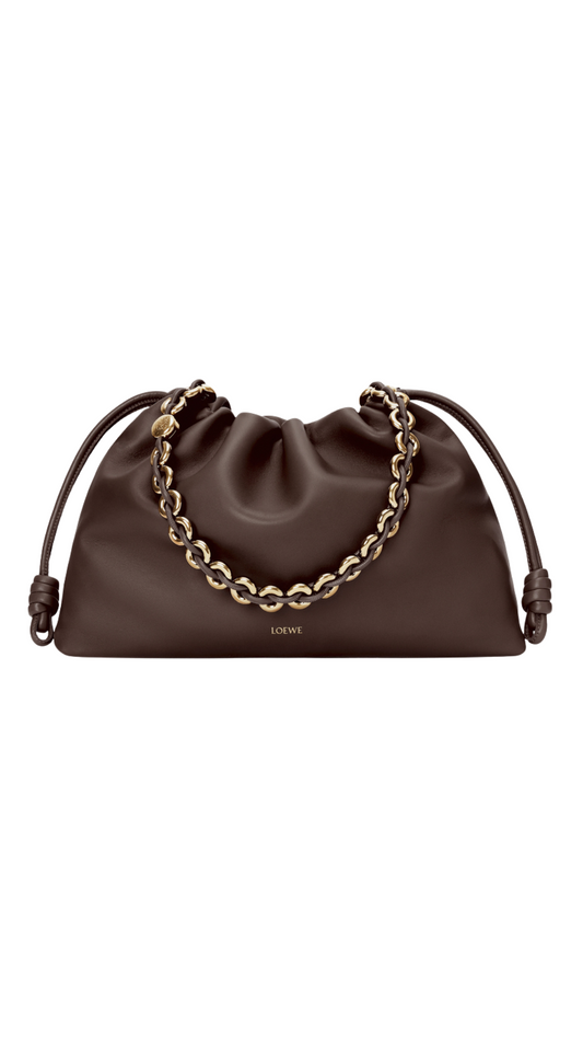 Large Flamenco Purse in Dark Chestnut Mellow Nappa Lambskin