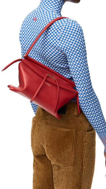 Small Whisker Bag in Carmine Red Glazed Calfskin