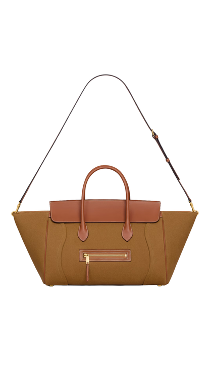 Luggage in Tan Textile and Natural Calfskin