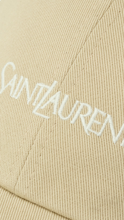 Saint Laurent Cap in Beige and Ivory Cotton Gabardine