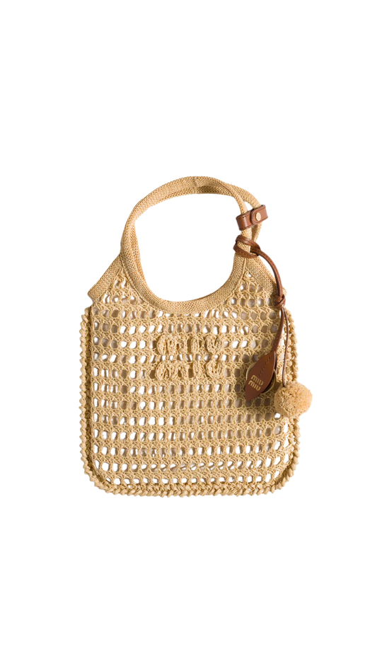 Ivy Raffia Crochet Handbag In Natural