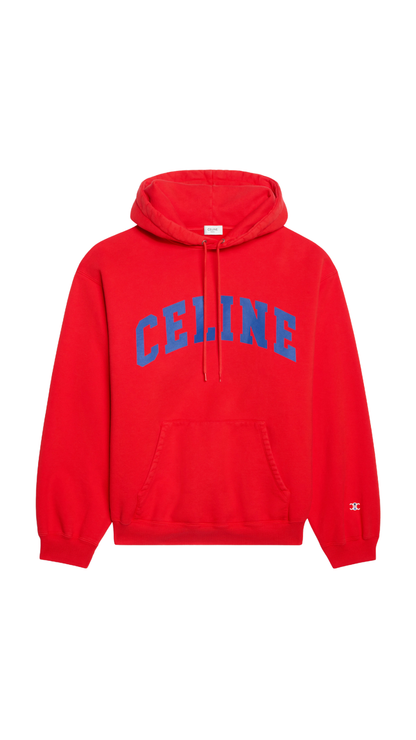 Hoodie in Red Cyclist/Royal Blue Cotton Fleece