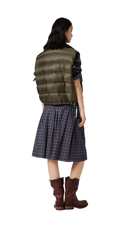 Padded Light Pongé Vest in Forest Green