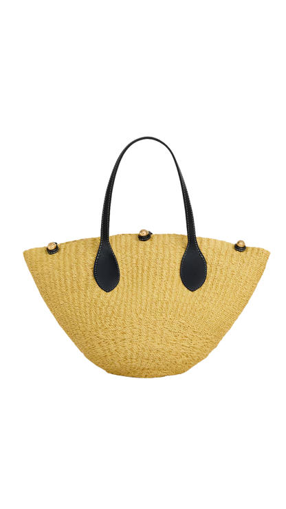 Small Triomphe Beads Basket in Natural/Black