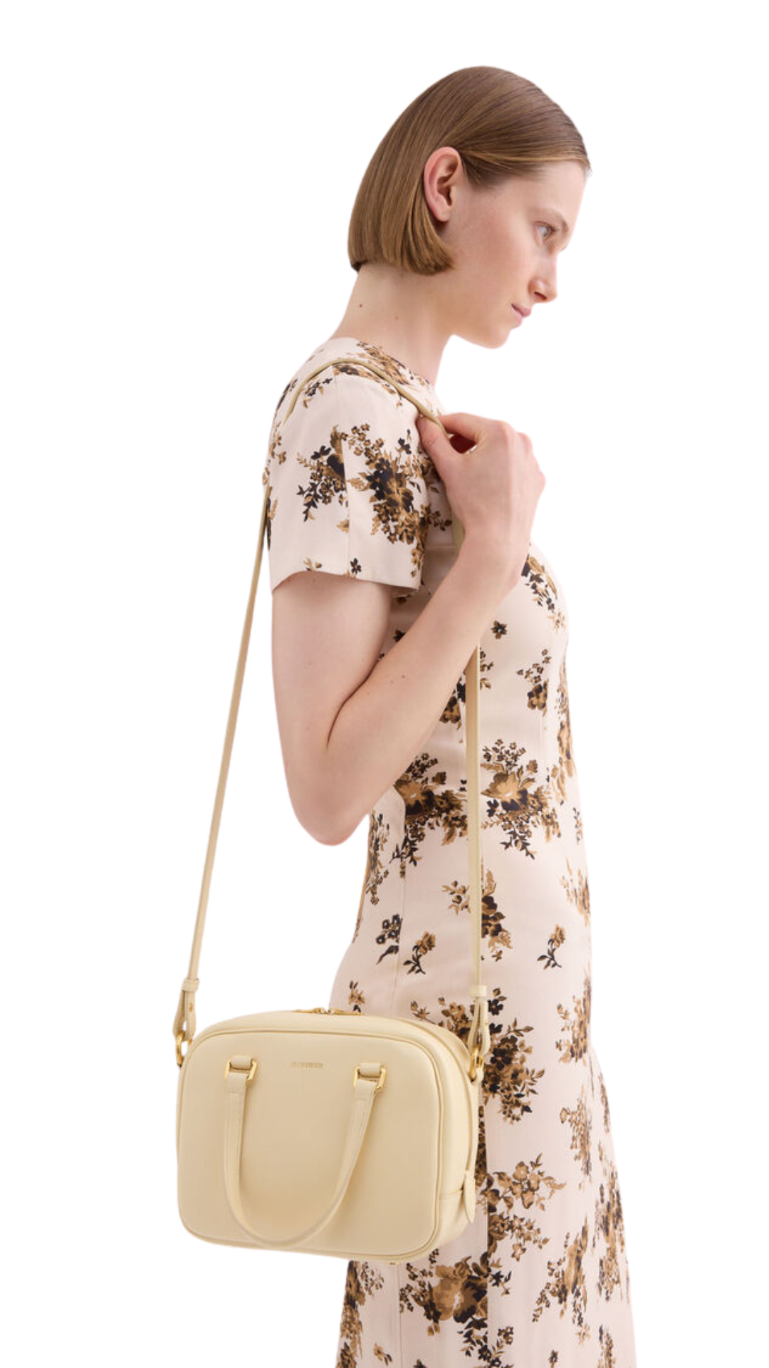 Vision Small in Cream Small-Sized Leather Crossbody Bag