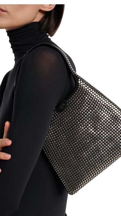 Studded Leather Tote Bag in Black