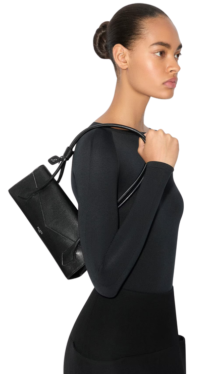 Le Teckel Flap Small Bag in Black Shiny Goatskin
