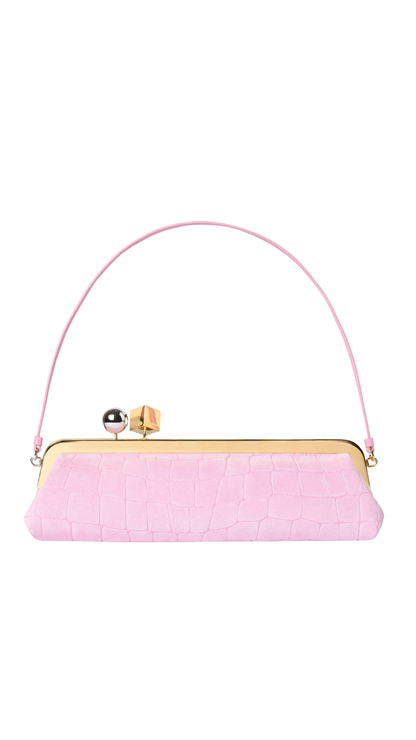 The Salon Clutch in Light Pink Long Clasp Bag