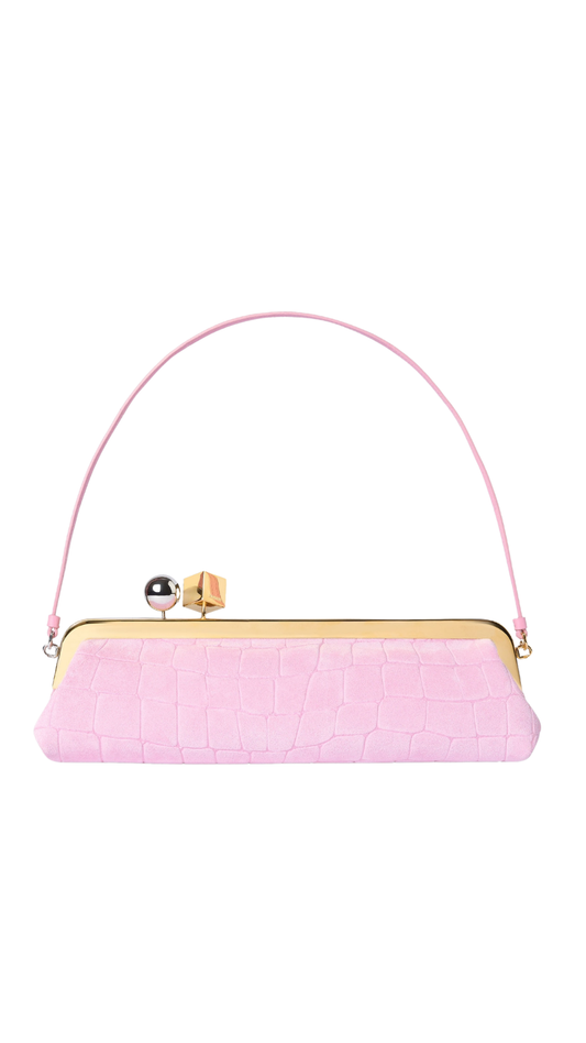 The Salon Clutch in Light Pink Long Clasp Bag