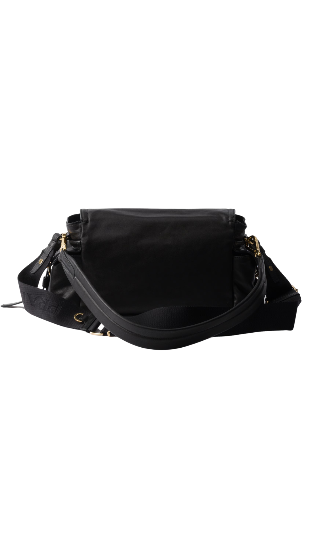 Explore Medium Nappa Leather Shoulder Bag with Flap in Black