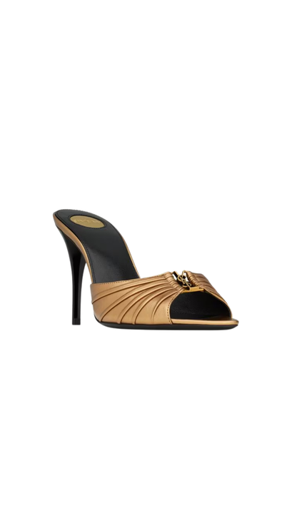 Babylone Mules in Metal Persian Metallic Leather