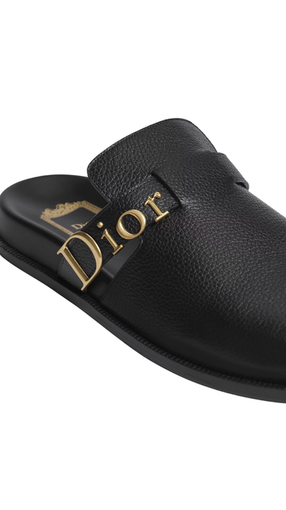 Bolt Mule in Black Grained Calfskin