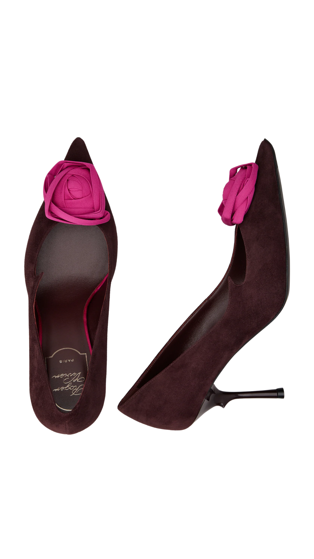 Rose Vivier Pumps in Burgundy Suede
