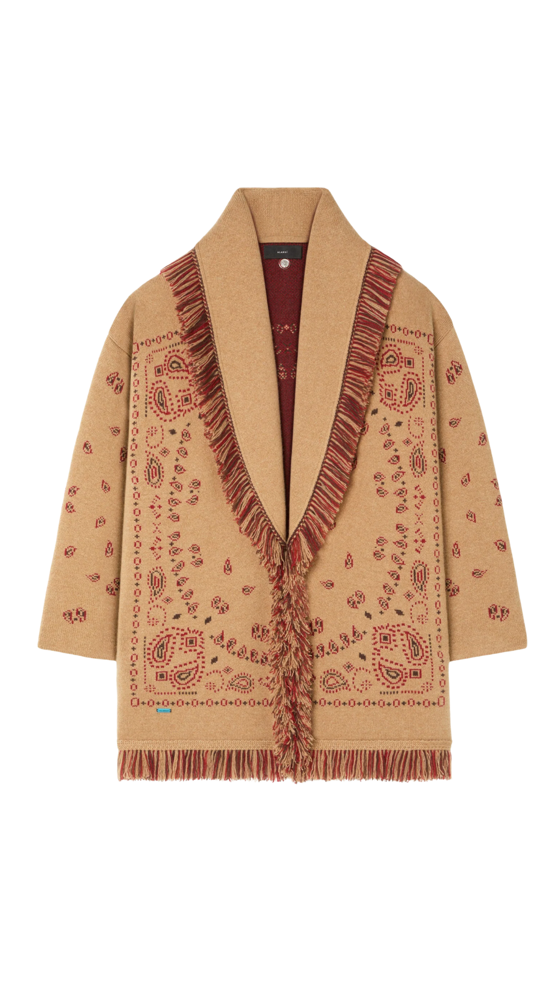 Bandana Jacquard Cardigan in Camel/Multicolor