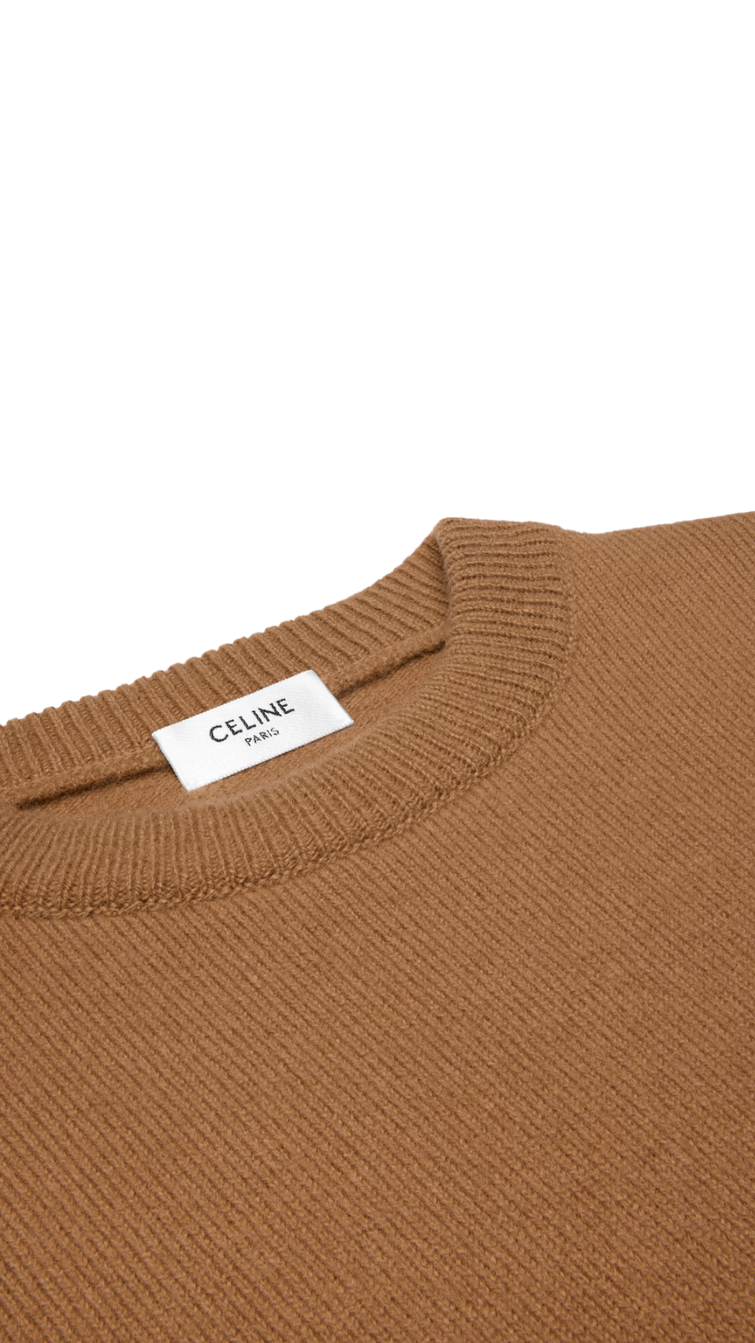 Crewneck Sweater in Camel/White Wool Cashmere