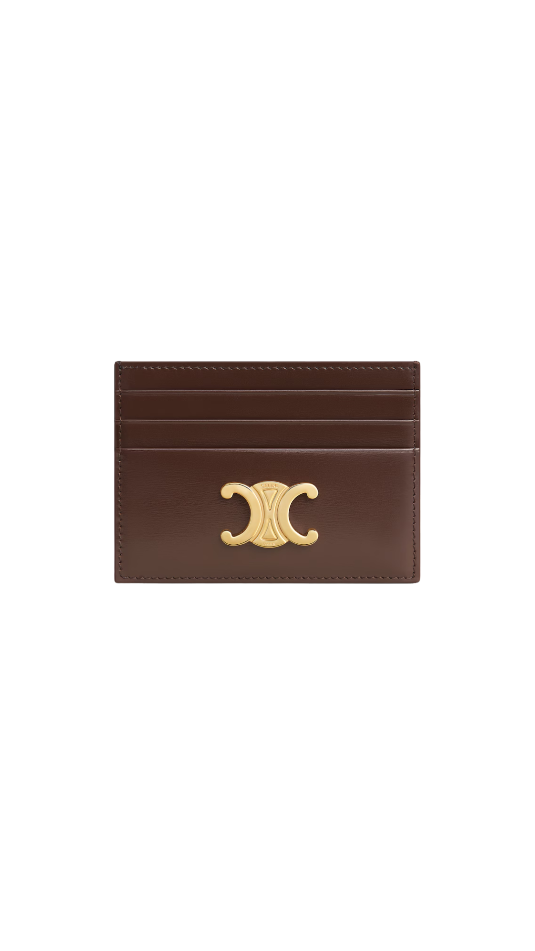 Card Holder Triomphe in Chestnut Shiny Calfskin