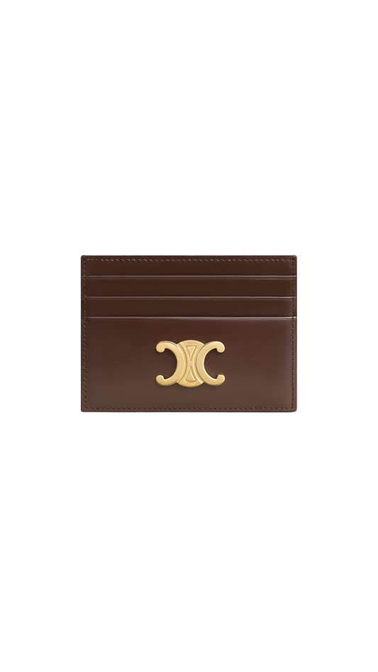 Card Holder Triomphe in Chestnut Shiny Calfskin
