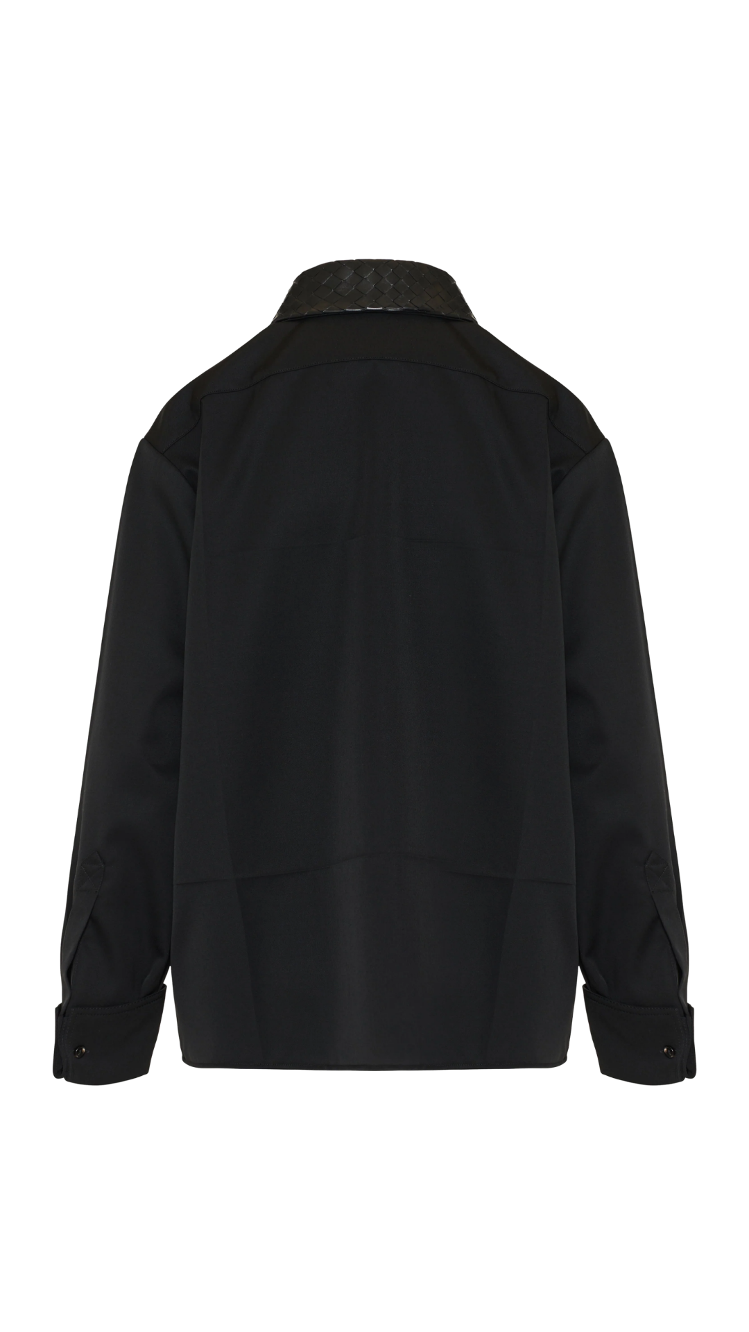 Leather-Collar Shirt in Black