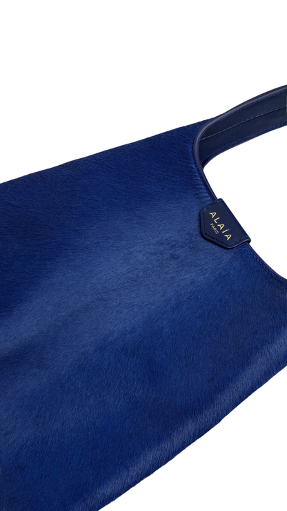 Mini Hobo Bag in Blue Haircalf