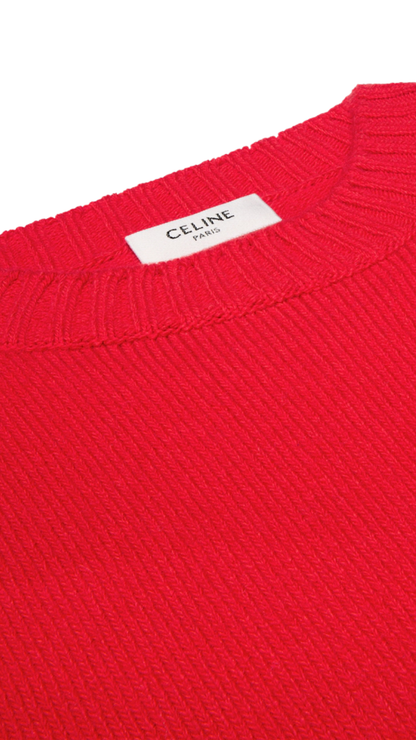 Crewneck Sweater in Bright Red Wool and Cashmere