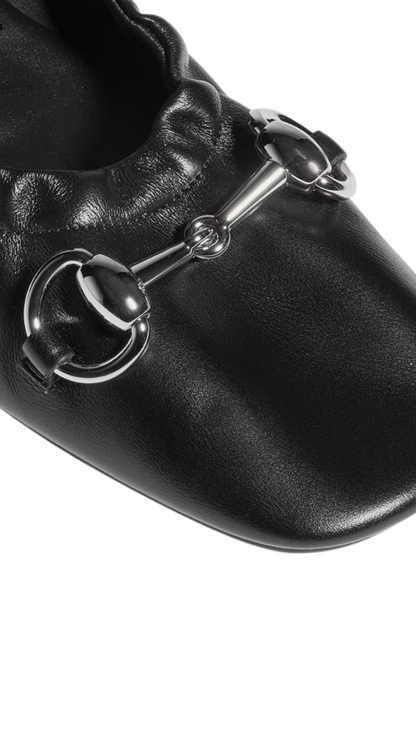 Women's Prima Ballet Flat in Black Soft Leather